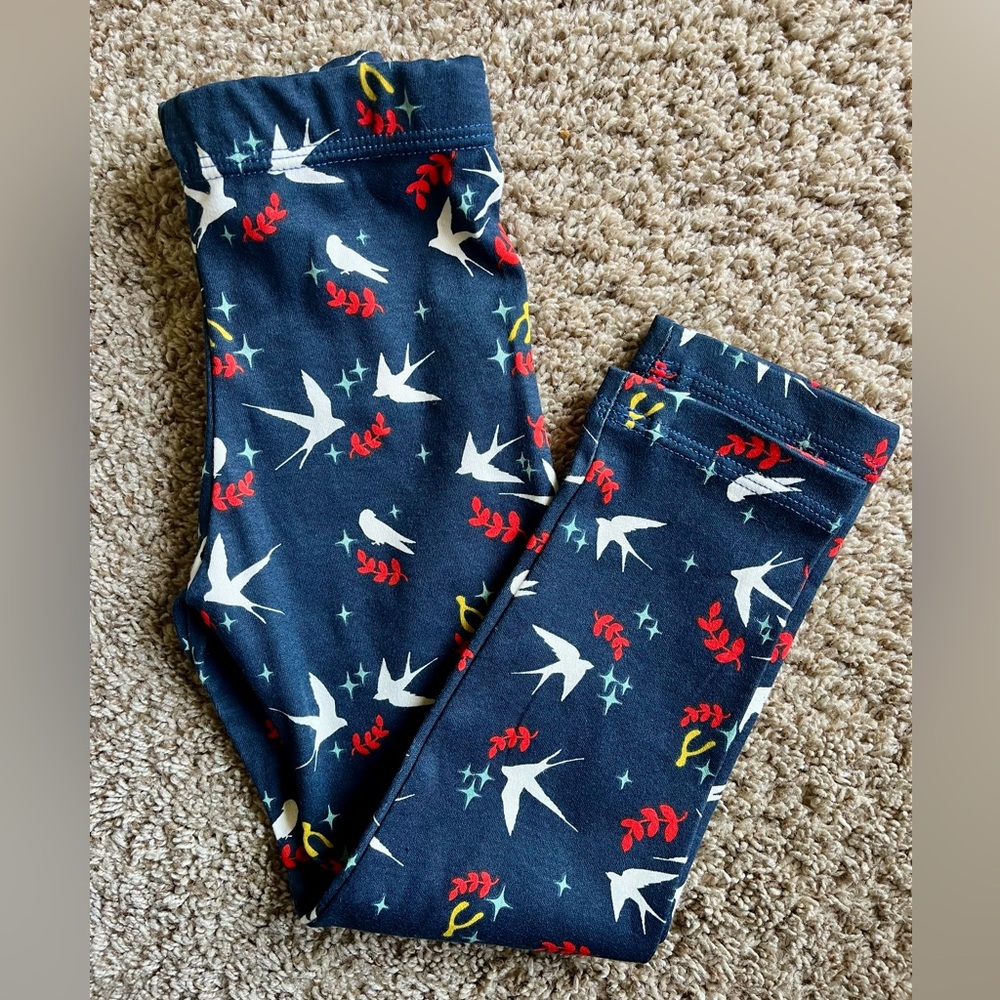 Kids Navy Bird and Wishbone Print Leggings